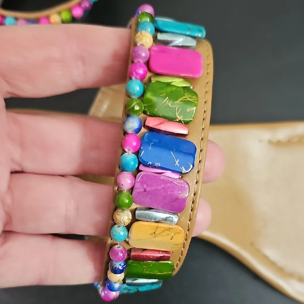San Marco Vibrant Multicolor Beaded Sandals - Size 11 - Picture 3 of 6